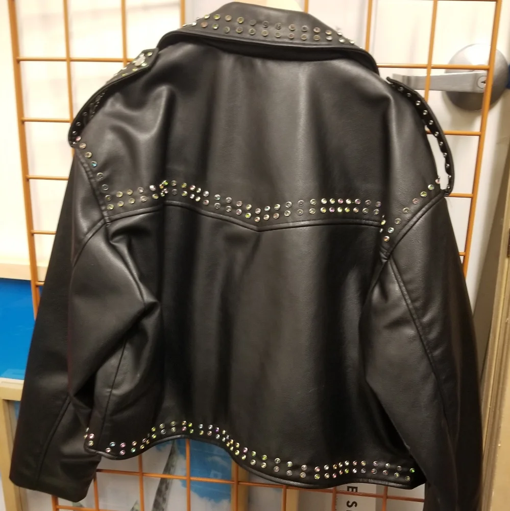 Zara Black Studded Leather Jacket - Picture 6 of 6